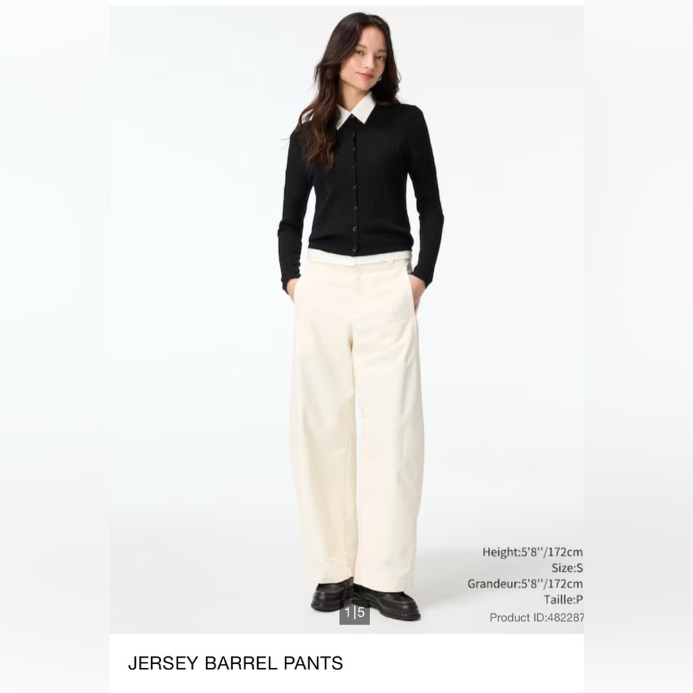 NWT Uniqlo off-white JERSEY BARREL PANTS